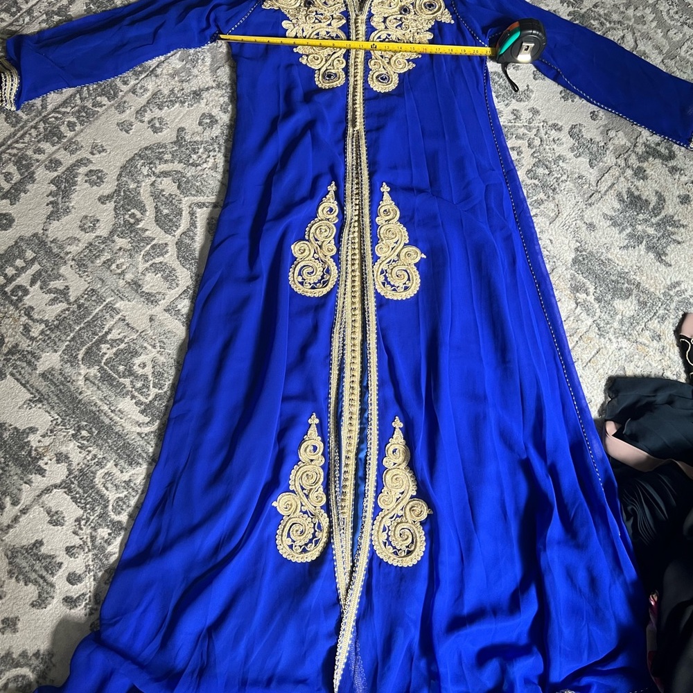 Royal blue two piece Kaftan - Picture 3 of 4